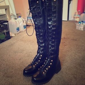 Knee- High Faux Leather black boots
